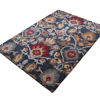 HandTuffted Floral Loop Thick & Durable Wool Area Rug