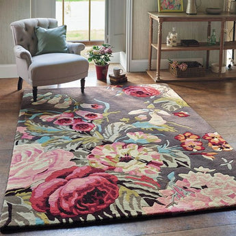 HandTuffted Rose Flower Floral Wool Area Rug